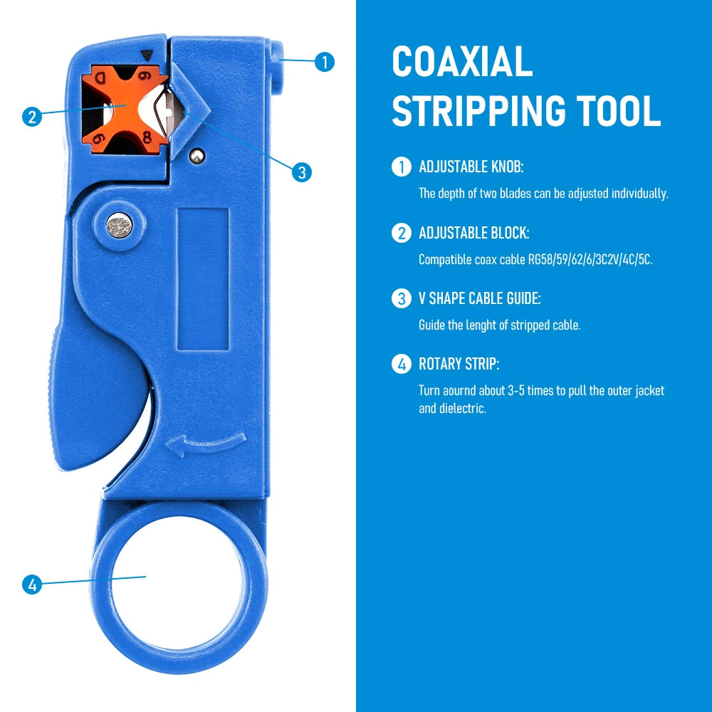 Coaxial Cable Stripper – Adjustable Wire Stripping Tool