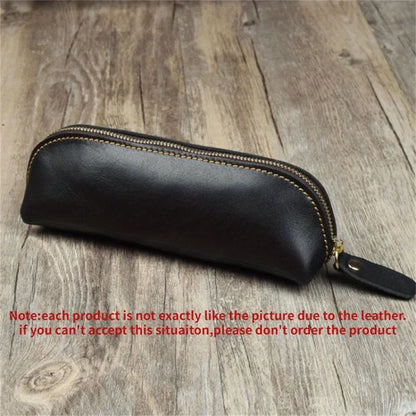 Leather Pencil Case with Zipper for Pens, Stationery and Storage