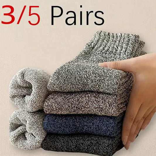 Men's Winter Socks Thick Warm Retro Crew Socks for Cold Weather