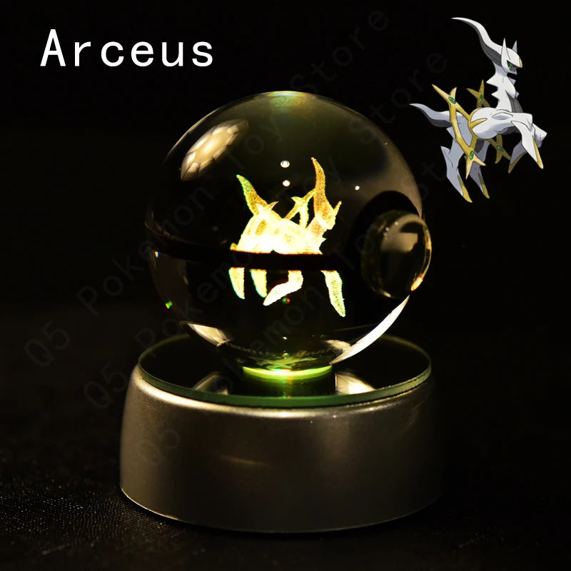 Crystal Ball Night Light with LED Base, 50mm Glass Decor