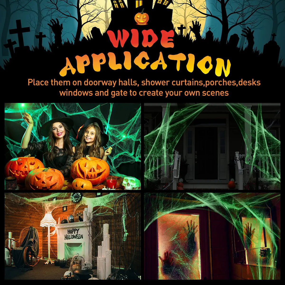 Halloween Spider Web – Glow in the Dark Spooky Decor