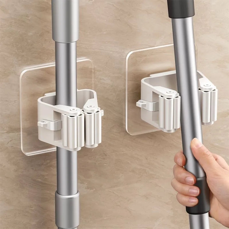 Adhesive Mop Holder – Wall Mounted Broom & Tool Organizer