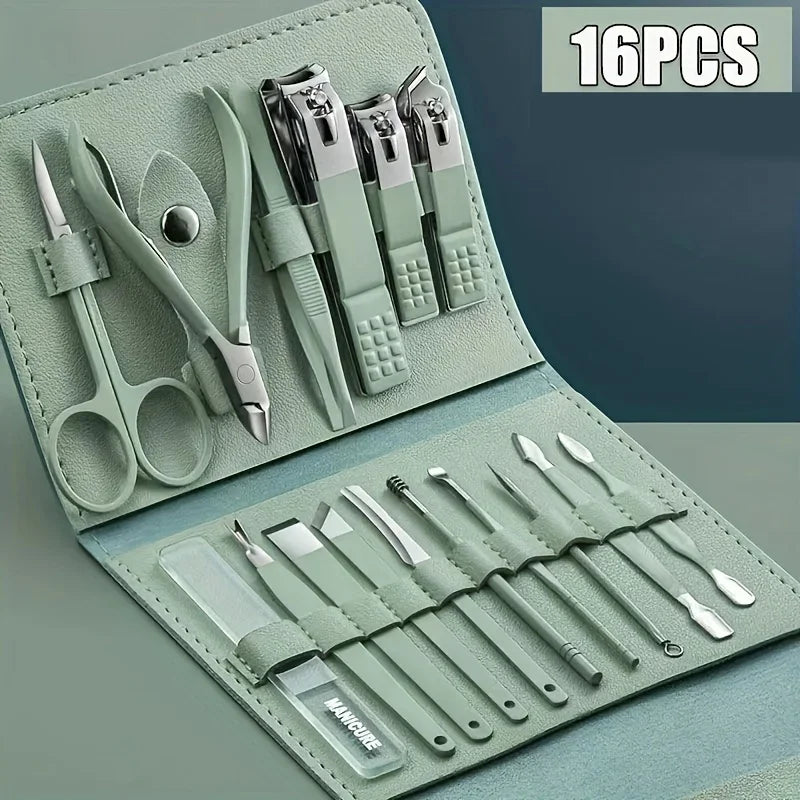16 Piece Manicure Set with Nail Clippers & Cuticle Tools