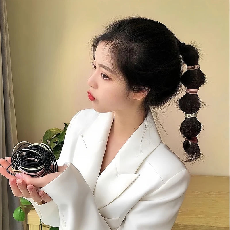 100PCS Elastic Hair Bands for Ponytails and Everyday Hairstyles