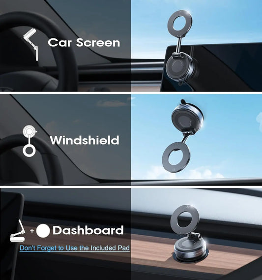 360° Magnetic Car Phone Holder with Adjustable Suction Cup Mount