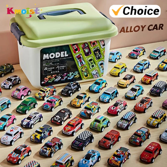 Die Cast Car Set with Storage Box – Mini Alloy Pull Back Vehicles