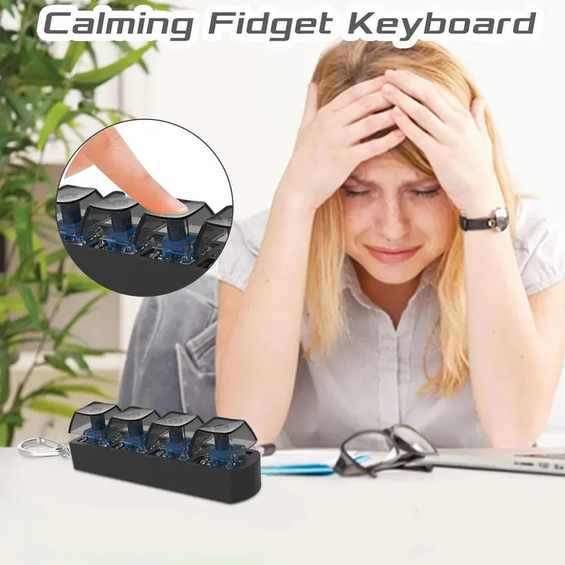 Keyboard Fidget Toy – 4 Key Mechanical Keychain Fidget