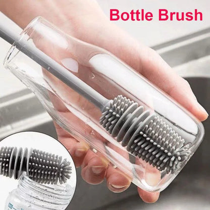 Silicone Bottle Cleaning Brush – Long Handle Cup & Glass Scrubber