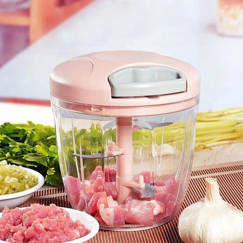 Manual Garlic Chopper – 500/900ml Hand Pull Food Mincer