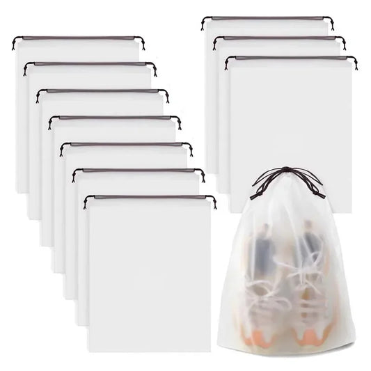 Portable Shoe Storage Bag – Transparent Drawstring Travel Organizer