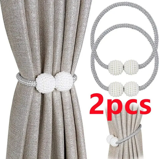 Magnetic Curtain Tiebacks with Pearl Ball Decorative Holders