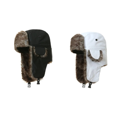 Trapper Hat with Ear Flaps and Faux Fur Lining for Winter