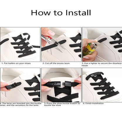 No Tie Shoe Laces with Press Lock for Kids and Adults