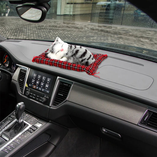 Plush Cat Car Ornament Cute Sleeping Kitten Dashboard Decoration