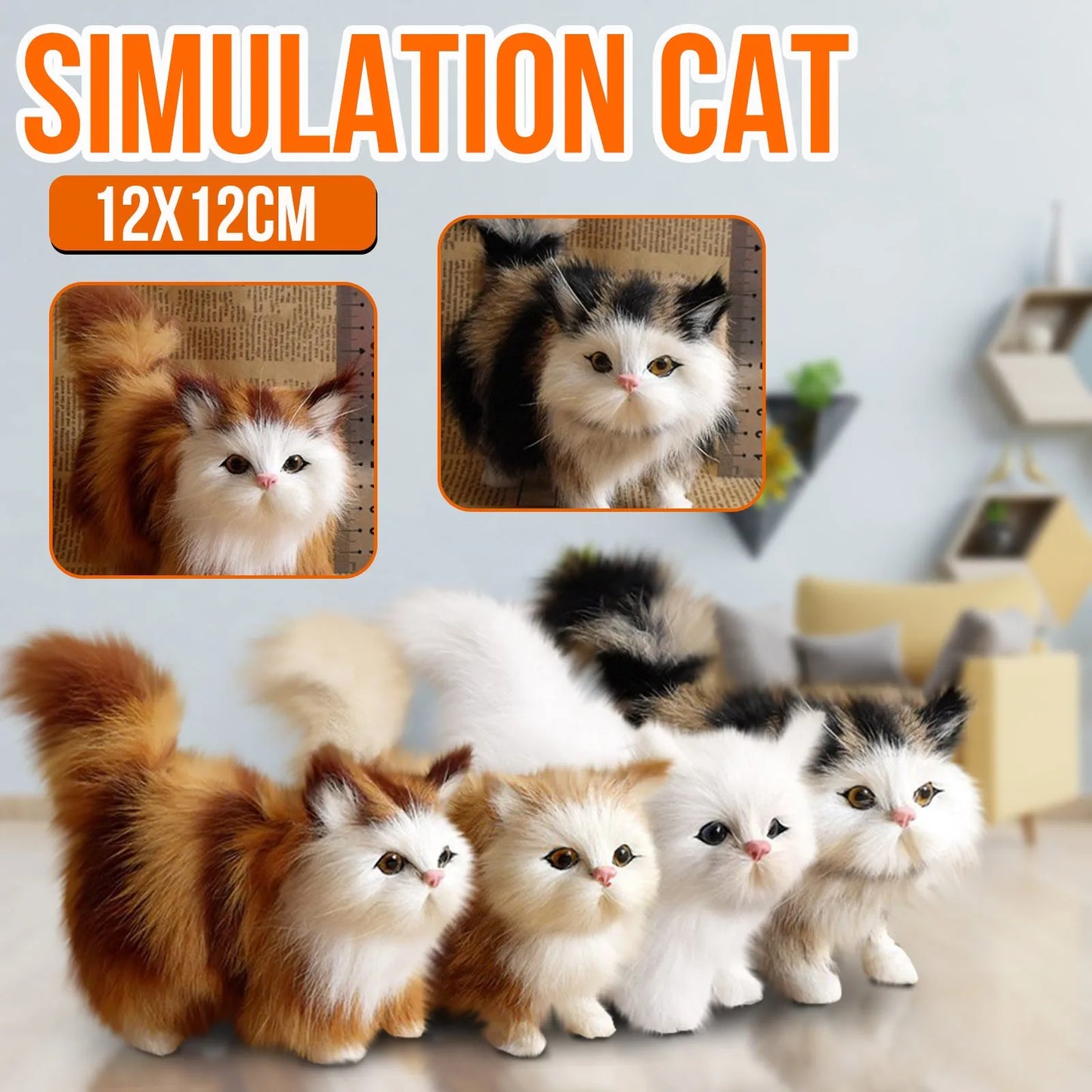 Realistic Cat Plush Toy – Soft Simulated Kitten Decoration