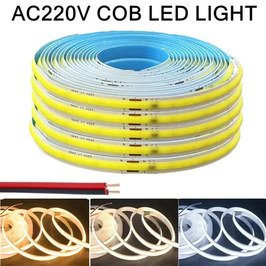 COB LED Strip Light 220V – Flexible 240 LEDs/m Linear Lighting