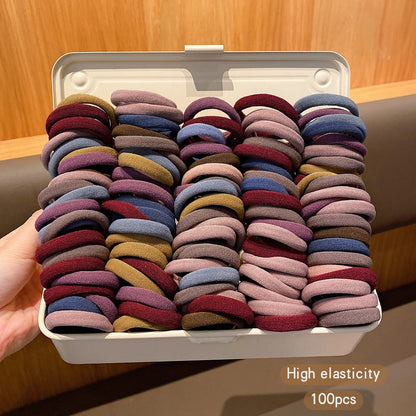 100 Pack Women's Elastic Hair Bands – Seamless Stretchy Hair Ties