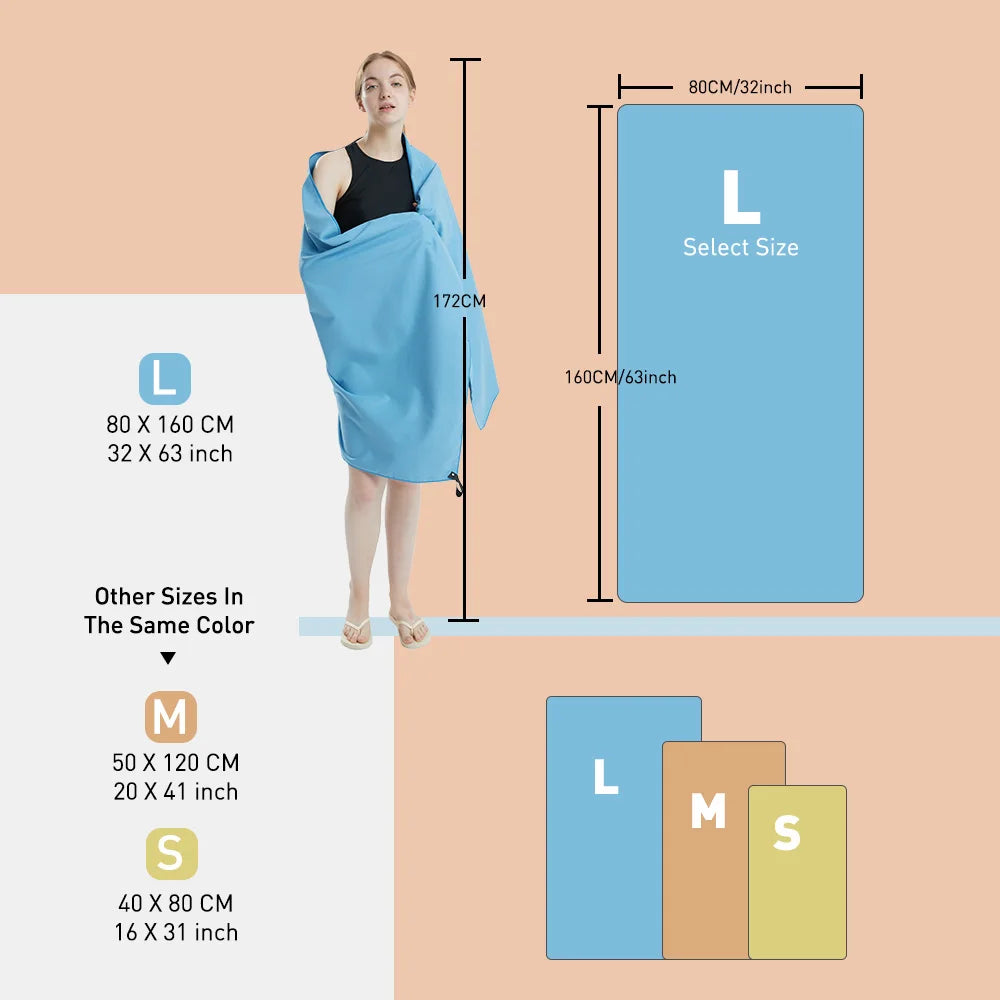 Quick Dry Microfiber Towel for Travel, Beach, Gym & Swimming