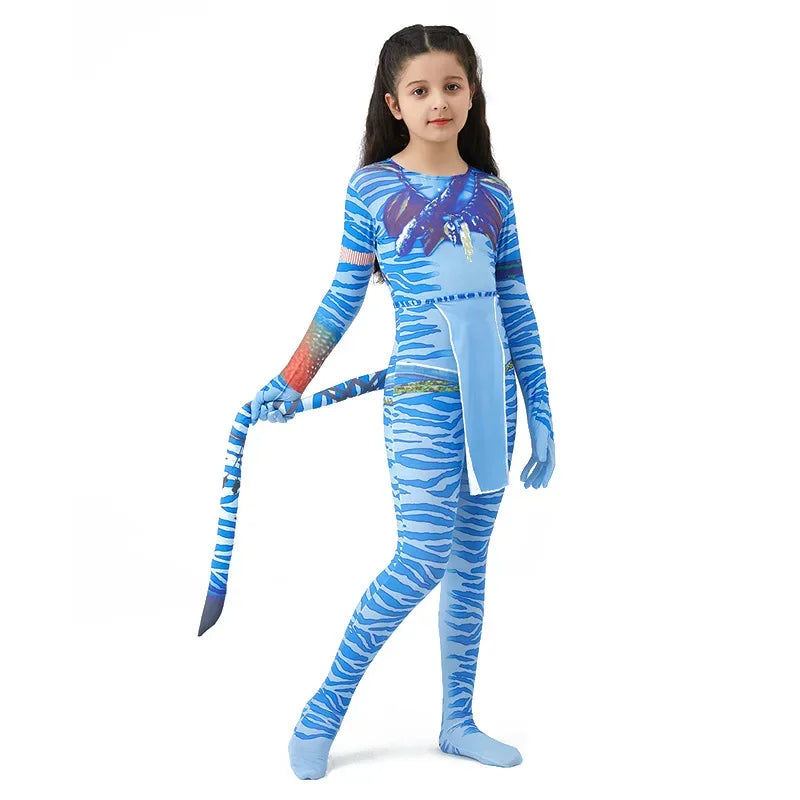 Alien Cosplay Costume – Kids Halloween Jumpsuit with Tail