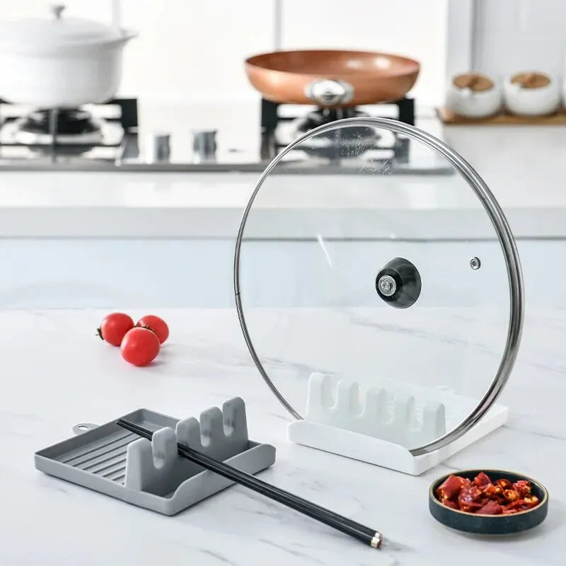 Kitchen Spoon Rest with Pot Lid Holder and Spatula Rack
