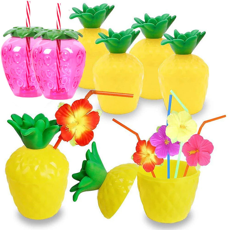 Tropical Drink Cups – Pineapple, Coconut & Strawberry Party Set