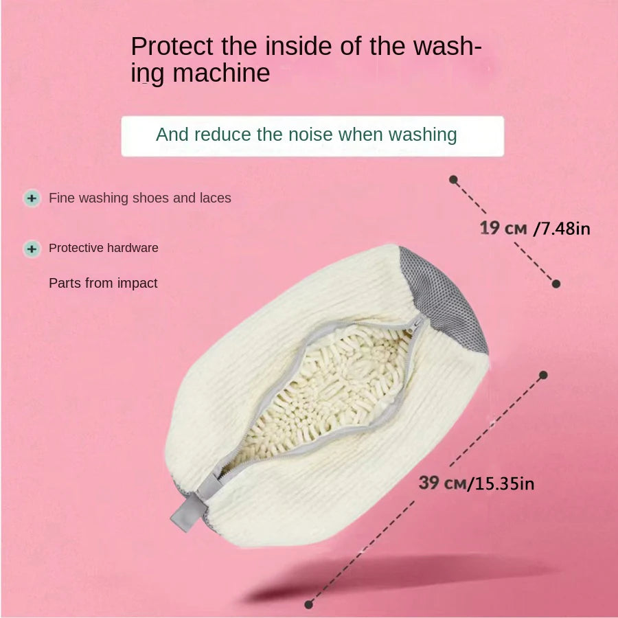 Shoe Washing Bag with Fluffy Fiber for Machine Cleaning