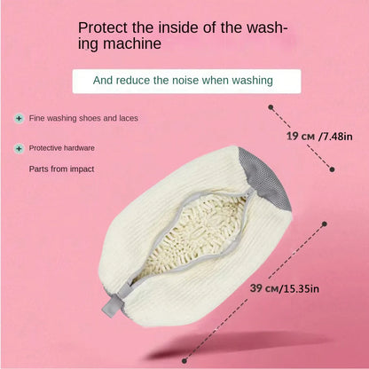Shoe Washing Bag with Fluffy Fiber for Machine Cleaning