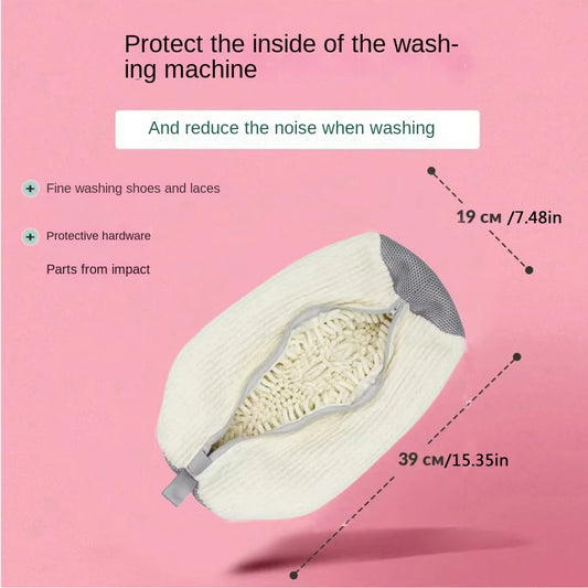 Shoe Washing Bag with Fluffy Fiber for Machine Cleaning