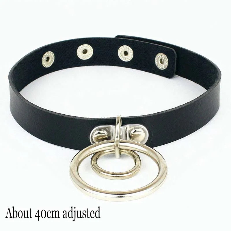 Woman Black Punk Choker Collar Necklace Sexy PU Leather Heart Lock Key Spike Chocker Gothic Cosplay Accessories Party Jewelry