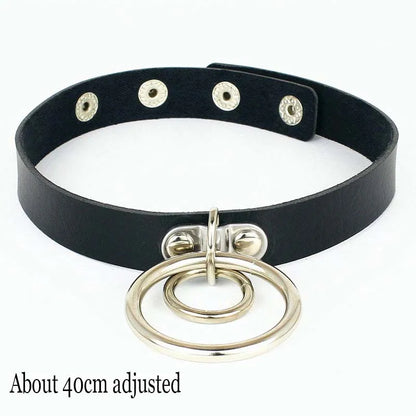 Woman Black Punk Choker Collar Necklace Sexy PU Leather Heart Lock Key Spike Chocker Gothic Cosplay Accessories Party Jewelry