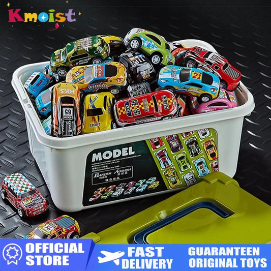 Die Cast Car Set with Storage Box – Mini Alloy Pull Back Vehicles