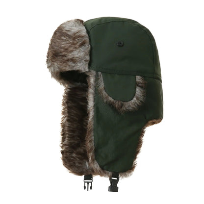 Trapper Hat with Ear Flaps and Faux Fur Lining for Winter