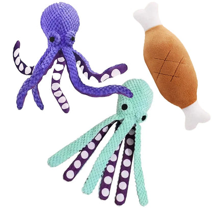 Squeaky Octopus Dog Toy with Crinkle Tentacles for Puppies