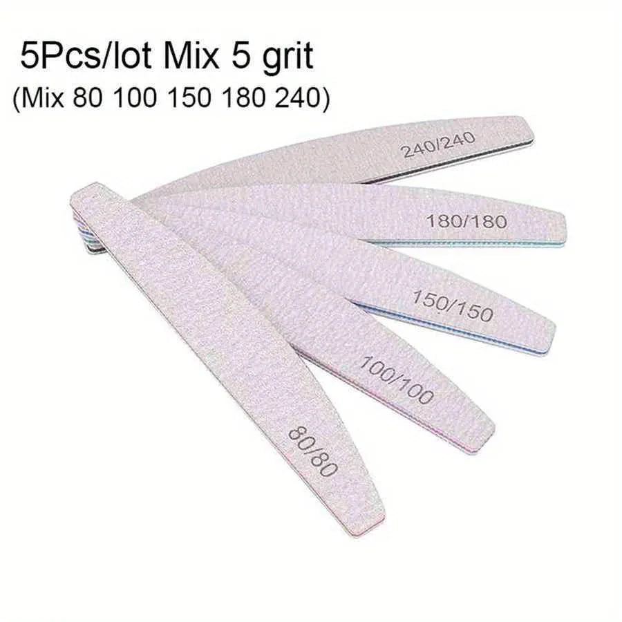 Professional Nail File – Half Moon Sanding File, 80–240 Grit