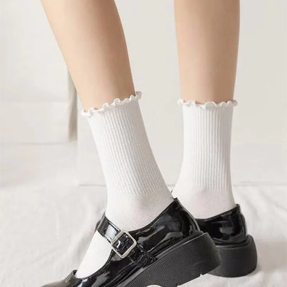 Women’s Ruffle Socks Black White
