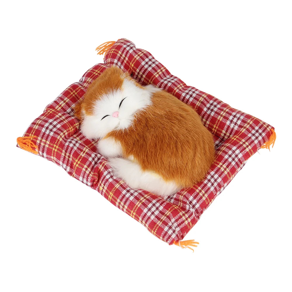 Plush Cat Car Ornament Cute Sleeping Kitten Dashboard Decoration