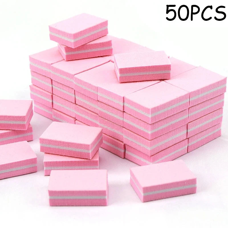 Mini Nail Buffer Blocks – 100/180 Grit Nail Files, 50 Pack