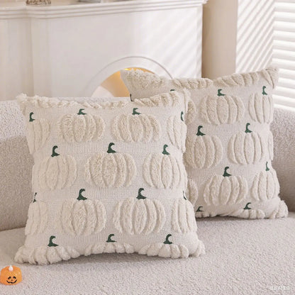 Fall Halloween Throw Pillow Covers 18x18 Decorative Pumpkin Pattern Pillowcase Soft Plush Faux Wool Cushions for Home Sofa Couch