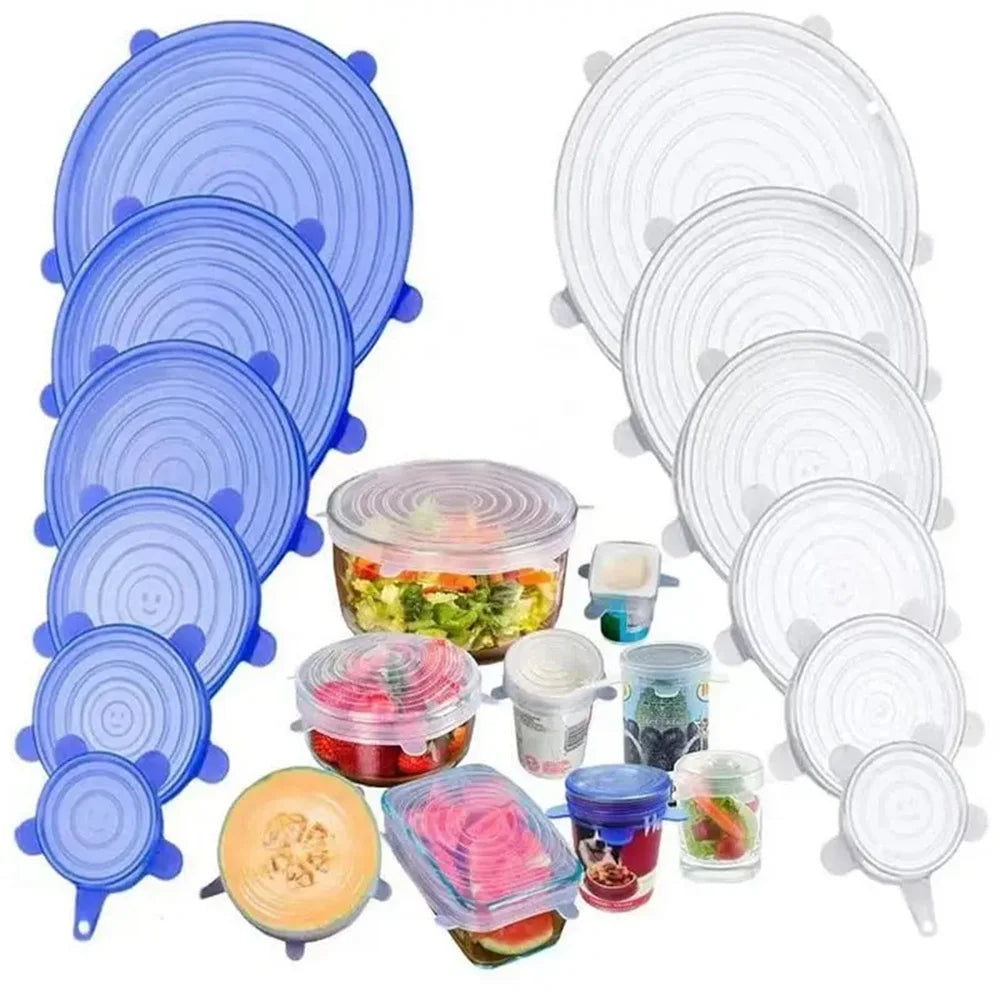 Silicone Stretch Lids 6 Pack Reusable Airtight Food Covers