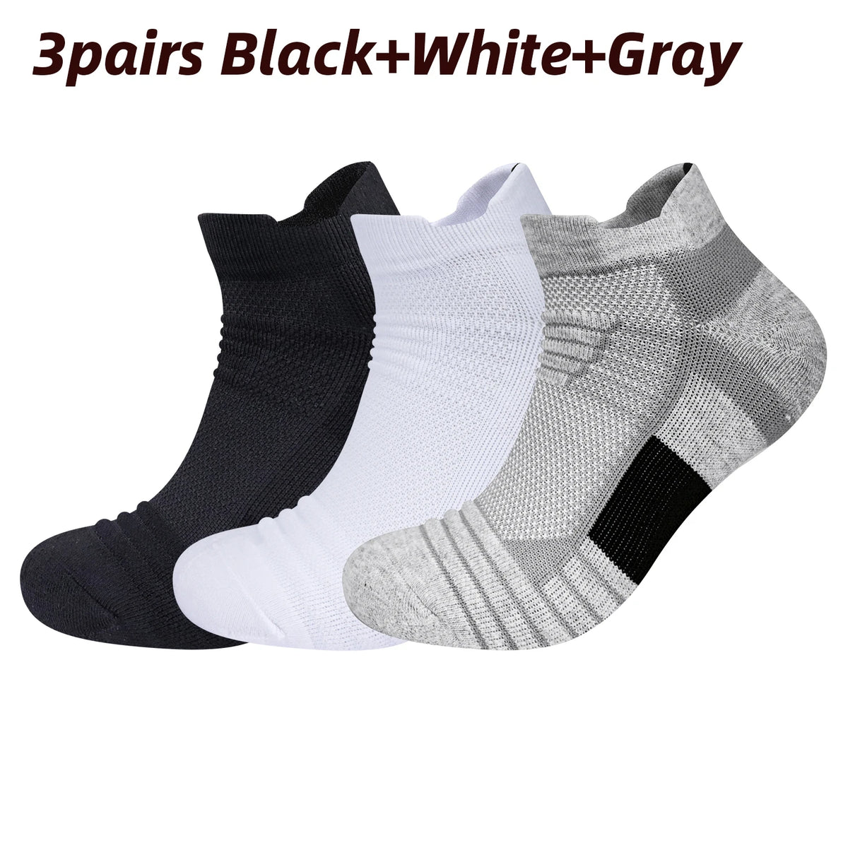 Men's Sports Socks Cushioned Moisture Wicking Ankle Socks 3 Pairs