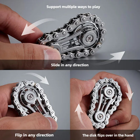 Metal Fidget Spinner – Bike Chain EDC Desk Toy with Silent Bearings