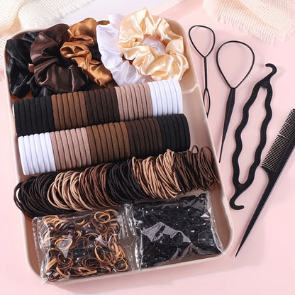 1109PCS Women's Hair Accessories Set with Elastic Bands & Scrunchies
