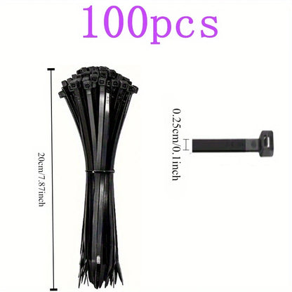 100 Pack Black Cable Ties Self-Locking for Cord Management