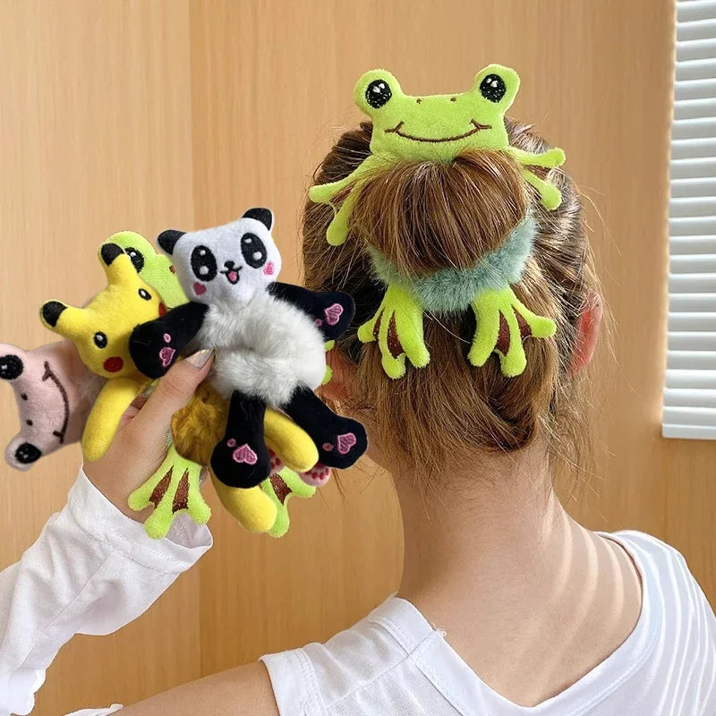 Frog Hair Scrunchie – Cute Plush Elastic Hair Band for Women