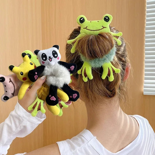 Frog Hair Scrunchie – Cute Plush Elastic Hair Band for Women