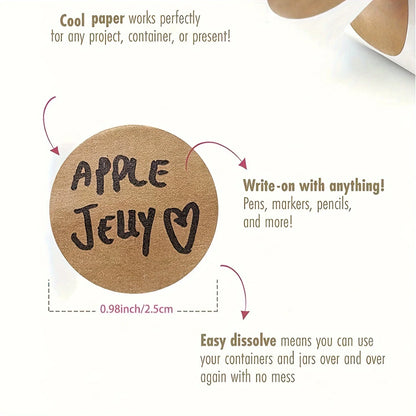 Round Kraft Paper Labels – 500 Self-Adhesive Stickers