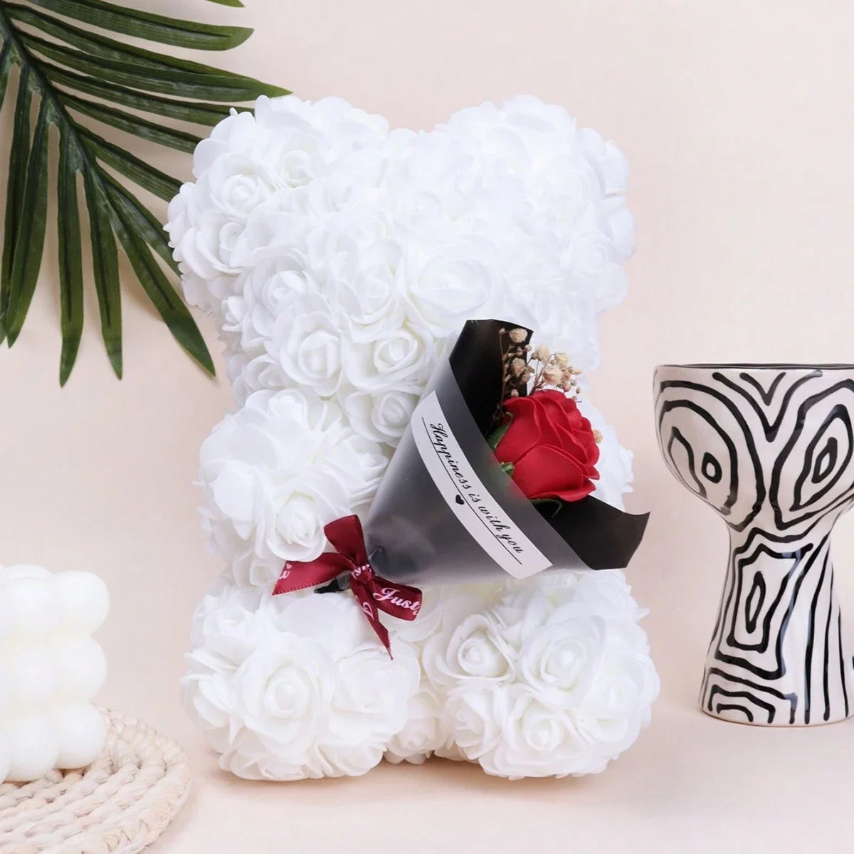 Rose Bear Bouquet Foam Flower Teddy Bear Gift for Weddings