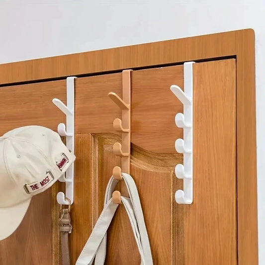 Over the Door Hook Rack with 5 Hooks for Clothes, Bags and Hats
