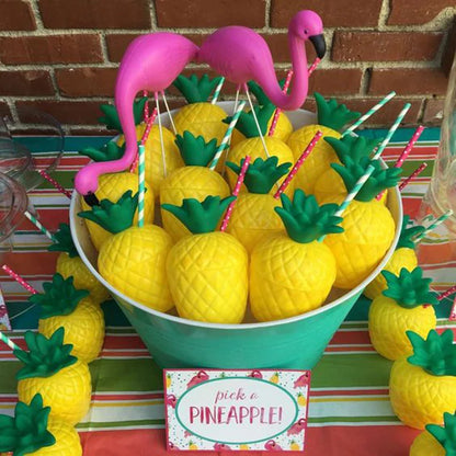 Tropical Drink Cups – Pineapple, Coconut & Strawberry Party Set