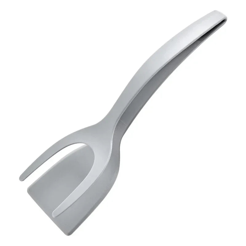 2 in 1 Kitchen Tongs with Silicone Spatula for Flipping and Gripping
